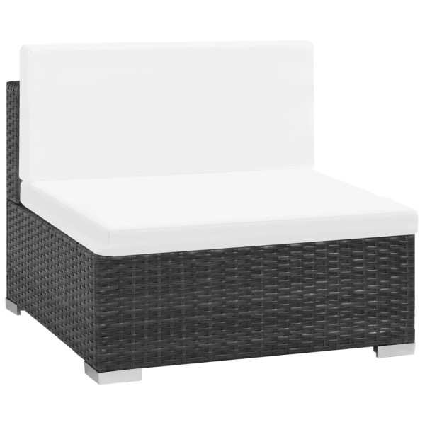 Set muebles de jardín 8 piezas y cojines ratán sintético negro