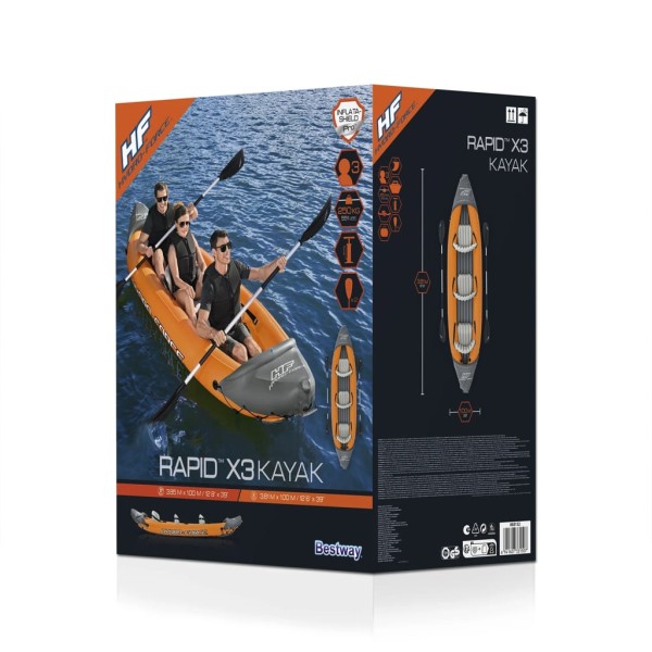 Bestway Juego de kayak hinchable x3 Hydro-Force Rapid