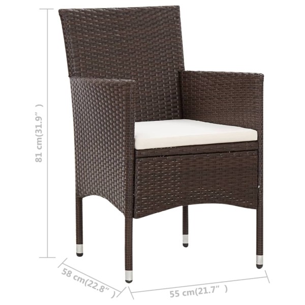 Set muebles de jardín 5 piezas y cojines ratán sintético marrón