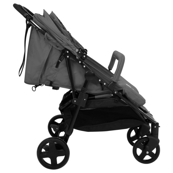 Carrito para gemelos de acero gris oscuro y negro