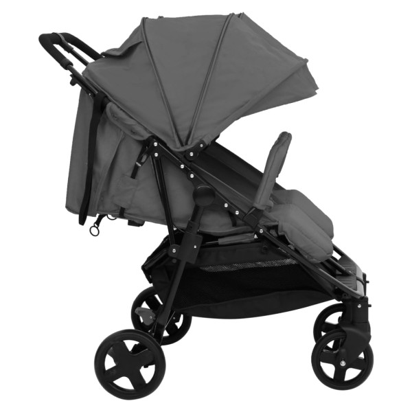 Carrito para gemelos de acero gris oscuro y negro