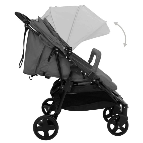 Carrito para gemelos de acero gris oscuro y negro