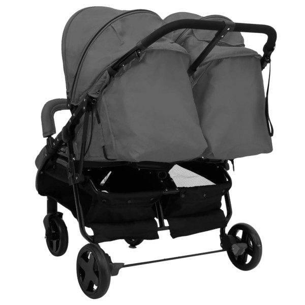 Carrito para gemelos de acero gris oscuro y negro