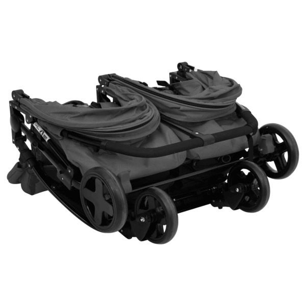 Carrito para gemelos de acero gris oscuro y negro