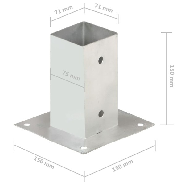 Anclajes para postes 4 unidades metal galvanizados 71 mm