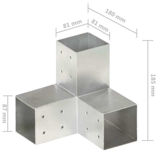 Conectores de postes en Y 4 uds metal galvanizado 81x81 mm