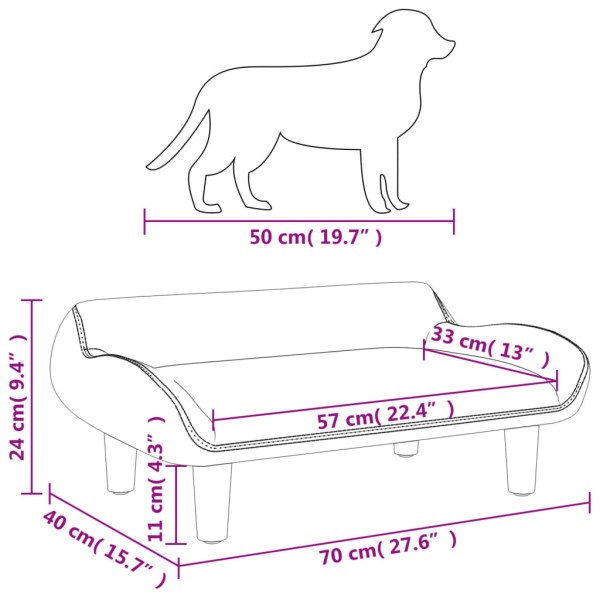 Cama para perros de tela crema 70x40x24 cm