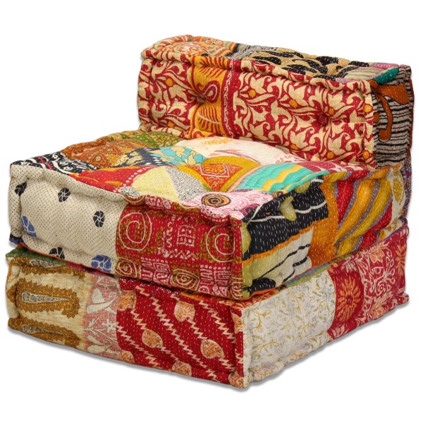 Puf modular de 3 plazas de tela patchwork