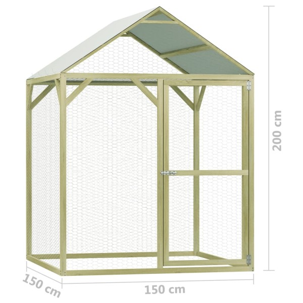 Gallinero de madera de pino impregnada 1,5x1,5x2 m