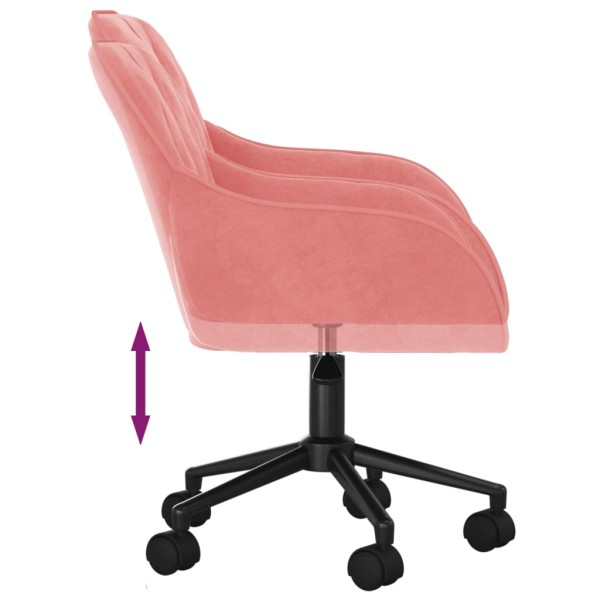 Silla de oficina giratoria de terciopelo rosa