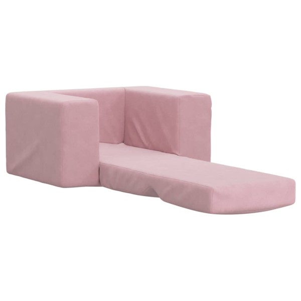 Sofá cama para niños felpa suave rosa