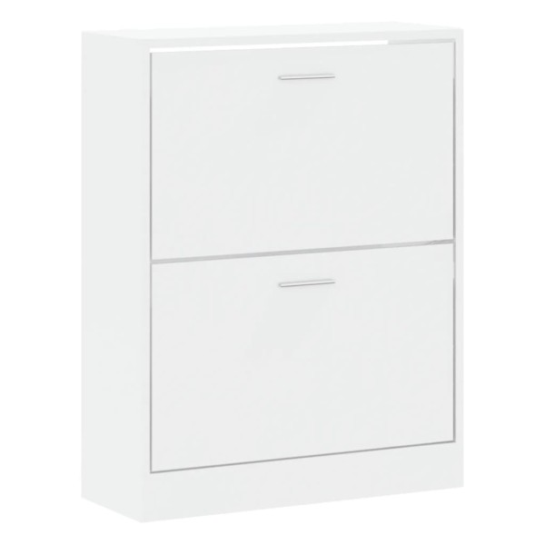 Mueble zapatero madera contrachapada blanco brillo 63x24x81 cm