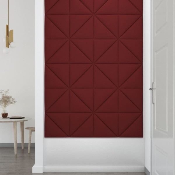 Paneles de pared 12 uds tela rojo tinto 30x30 cm 0,54 m²