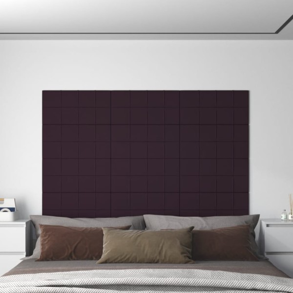 Paneles de pared 12 uds tela morado 60x30 cm 2,16 m²