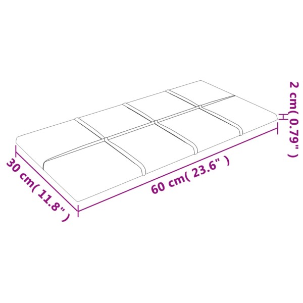 Paneles de pared 12 uds tela morado 60x30 cm 2,16 m²