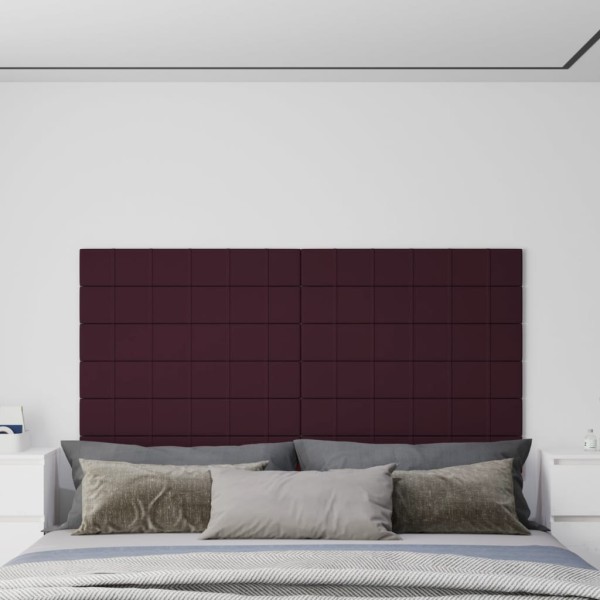 Paneles de pared 12 uds tela morado 90x15 cm 1,62 m²