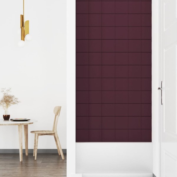 Paneles de pared 12 uds tela morado 90x15 cm 1,62 m²