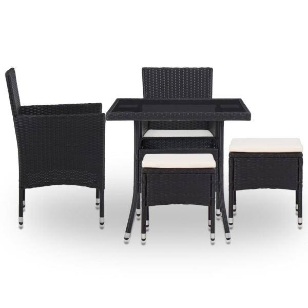 Muebles de jardín 5 piezas ratán sintético y vidrio negro