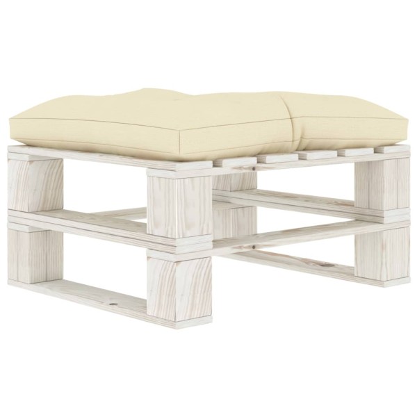 Set muebles de palets de jardín 7 pzas madera con cojines crema