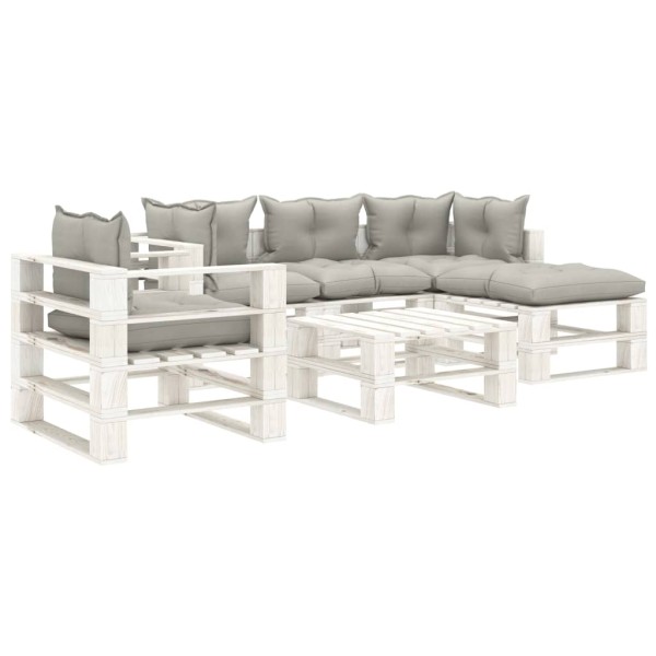 Set de muebles de palets de jardín 6 pzas madera cojines taupe