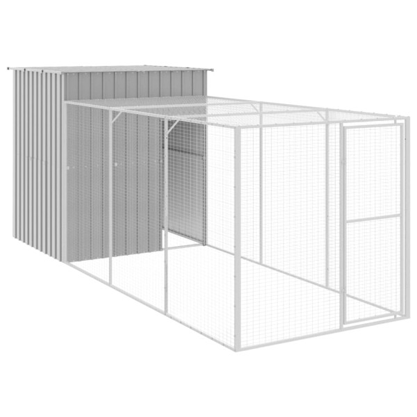 Gallinero con corral acero galvanizado gris claro 165x455x181cm