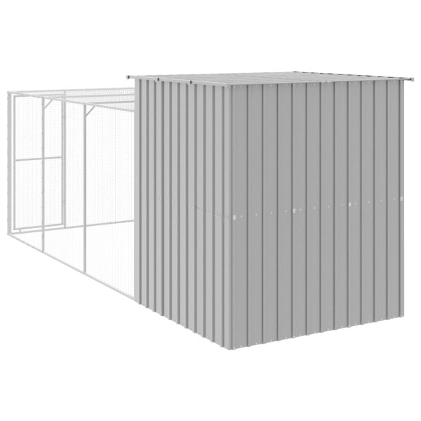 Gallinero con corral acero galvanizado gris claro 165x455x181cm