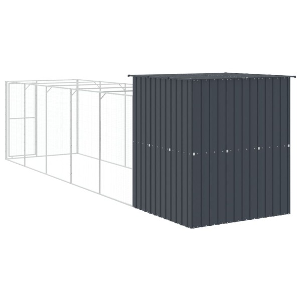 Caseta perros con corral acero galvanizado gris 165x659x181 cm