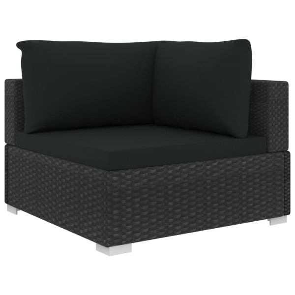 Set de muebles de jardín 9 pzas y cojines ratán sintético negro