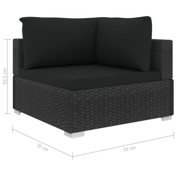 Set de muebles de jardín 9 pzas y cojines ratán sintético negro