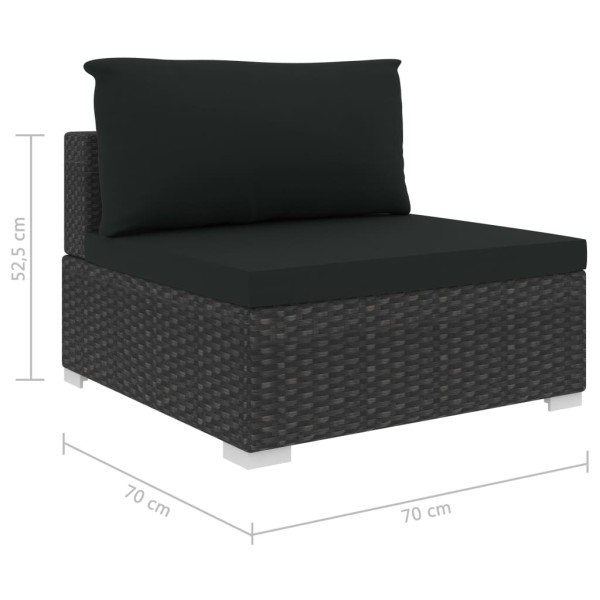 Set de muebles de jardín 9 pzas y cojines ratán sintético negro