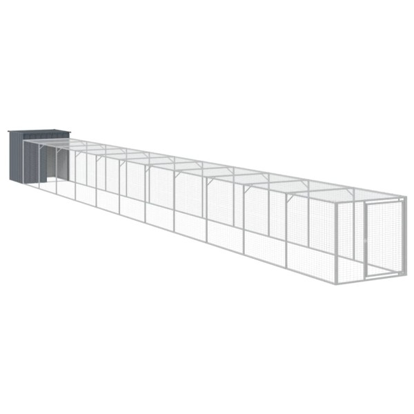 Gallinero con corral acero galvanizado gris 110x1221x110 cm