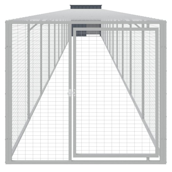 Gallinero con corral acero galvanizado gris 110x1221x110 cm