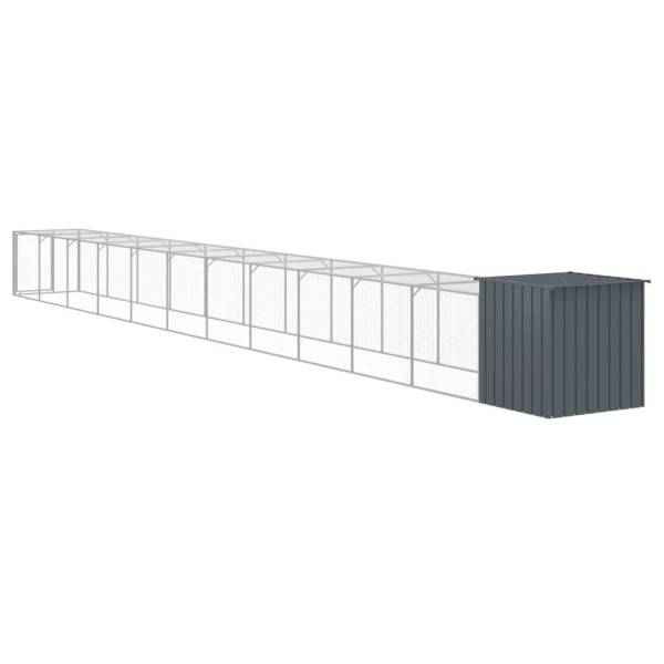 Gallinero con corral acero galvanizado gris 110x1221x110 cm