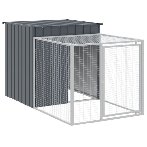 Gallinero con corral acero galvanizado gris 110x1221x110 cm