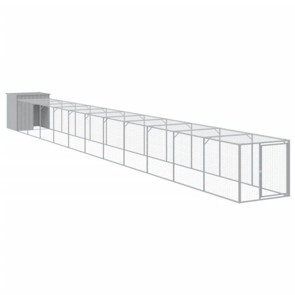 Gallinero y corral acero galvanizado gris claro 110x1221x110 cm