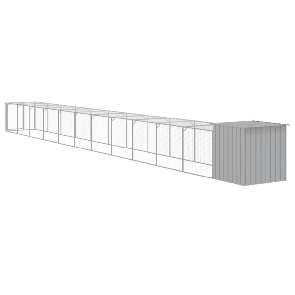 Gallinero y corral acero galvanizado gris claro 110x1221x110 cm