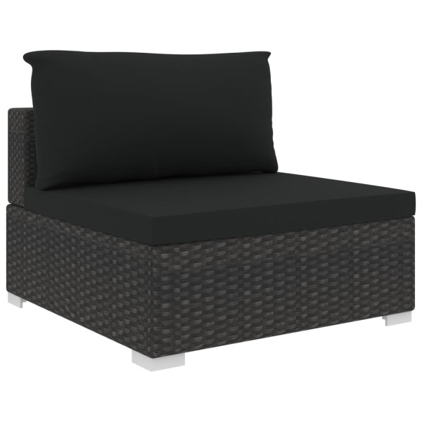 Set muebles de jardín 13 piezas y cojines ratán sintético negro