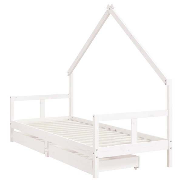 Estructura cama niños con cajones madera pino blanco 80x200 cm