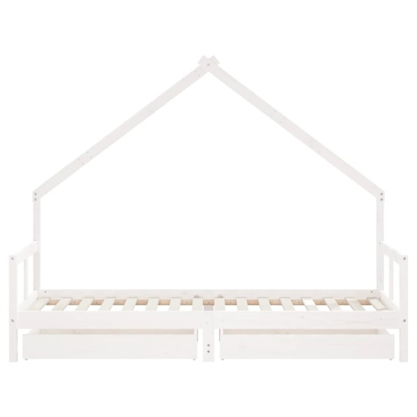 Estructura cama niños con cajones madera pino blanco 80x200 cm