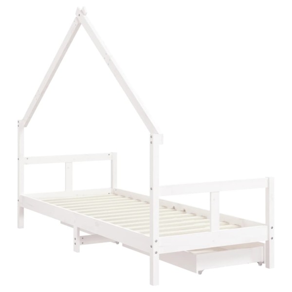 Estructura cama niños con cajones madera pino blanco 80x200 cm