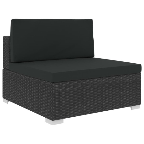 Set de muebles de jardín y cojines 7 pzas ratán sintético negro