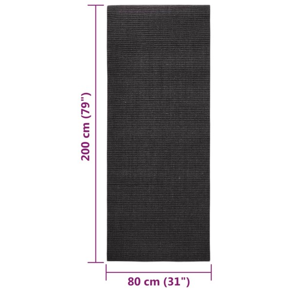 Alfombra de sisal para rascador negro 80x200 cm