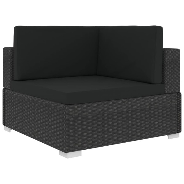 Set de muebles de jardín y cojines 7 pzas ratán sintético negro