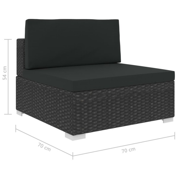 Set de muebles de jardín y cojines 7 pzas ratán sintético negro