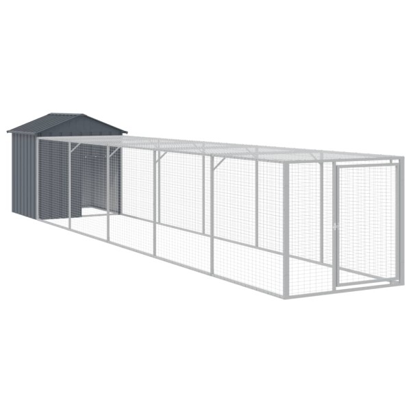 Gallinero con corral acero galvanizado gris 117x609x123 cm