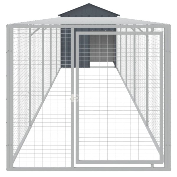 Gallinero con corral acero galvanizado gris 117x609x123 cm