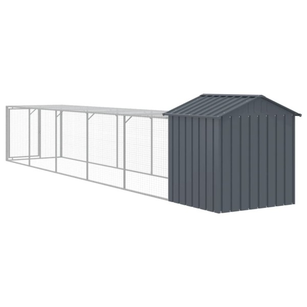 Gallinero con corral acero galvanizado gris 117x609x123 cm