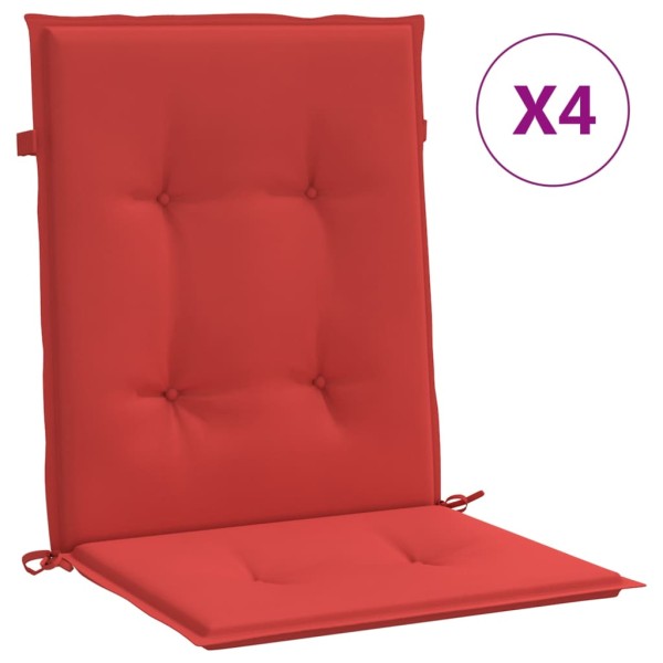 Cojín silla jardín respaldo bajo 4 uds tela Oxford rojo