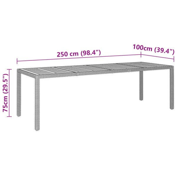 Juego de comedor de jardín 11 piezas ratán sintético gris