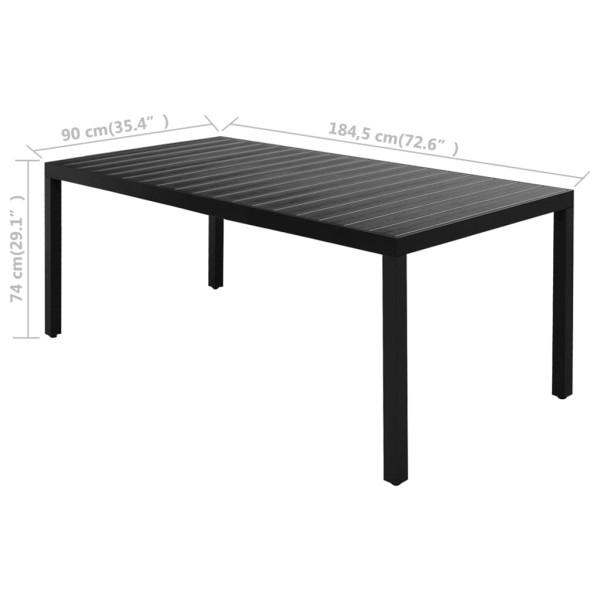 Set de comedor de jardín de 7 piezas PVC ratán negro